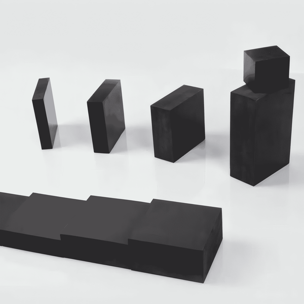 Industrial rubber materials including black Neoprene sheeting, EPDM weather seal profile, and Nitrile O-rings